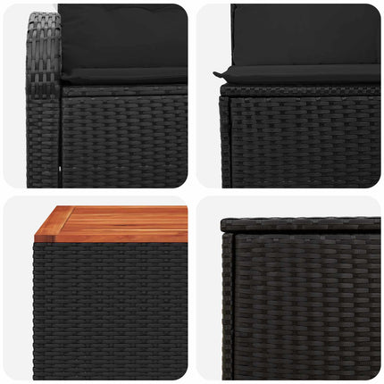 Soffset 6 st Svart Poly Rattan och stål