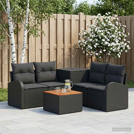 Soffset 6 st Svart Poly Rattan och stål