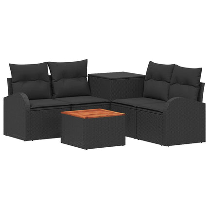 Soffset 6 st Svart Poly Rattan och stål