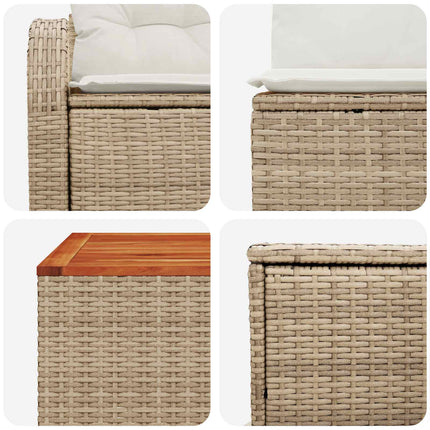 Soffset 6 st Beige och krämvit Poly Rattan och stål
