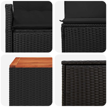 Soffset 6 st Svart Poly Rattan och stål