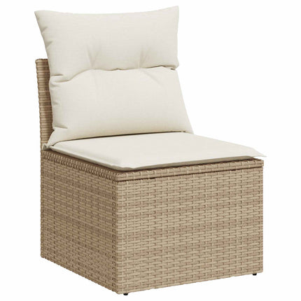 Soffset 6 st Beige och krämvit Poly Rattan och stål