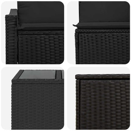Soffset 6 st Svart Poly Rattan och stål