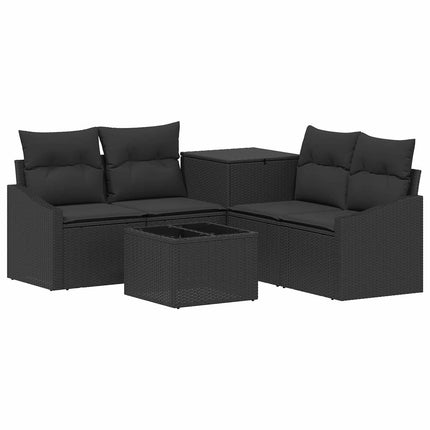 Soffset 6 st Svart Poly Rattan och stål