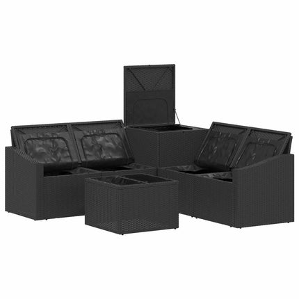 Soffset 6 st Svart Poly Rattan och stål