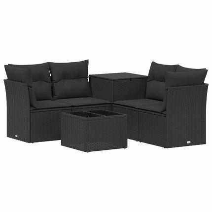 Soffset 6 st Svart Poly Rattan och stål