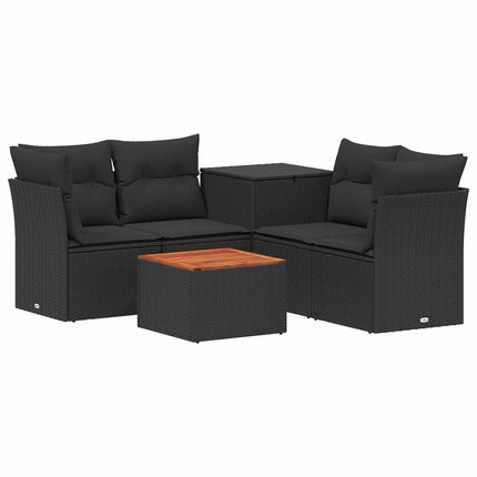 Soffset 6 st Svart Poly Rattan och stål
