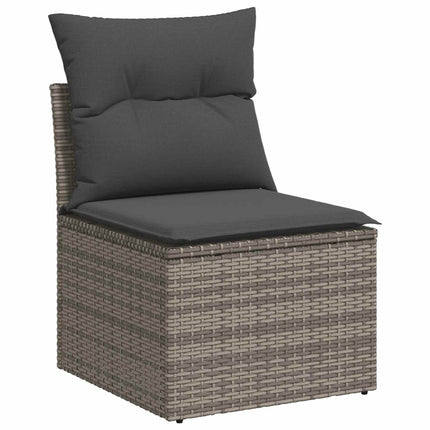 Soffset 6 st Grå och mörkgrå Poly Rattan och stål