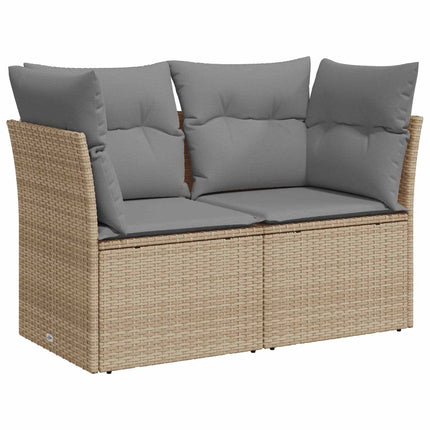 Soffset 6 st Beige och Ljusgrå Poly Rattan och stål
