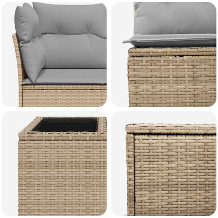 Soffset 6 st Beige och Ljusgrå Poly Rattan och stål