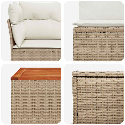 Soffset 6 st Beige och krämvit Poly Rattan och stål