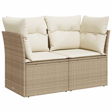 Soffset 6 st Beige och krämvit Poly Rattan och stål