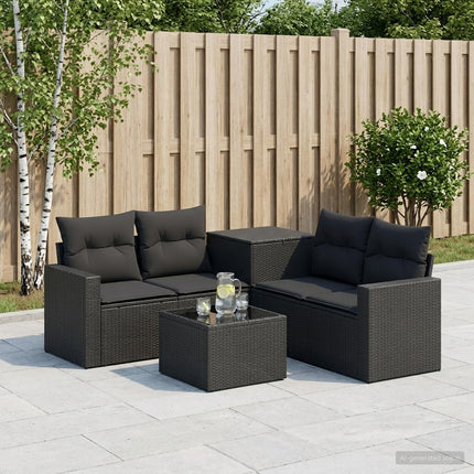 Soffset 6 st Svart Poly Rattan och stål