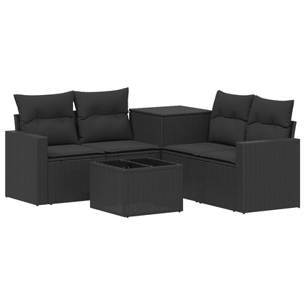 Soffset 6 st Svart Poly Rattan och stål