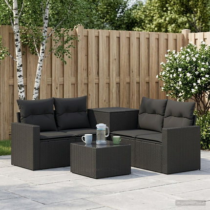 Soffset 6 st Svart Poly Rattan och stål