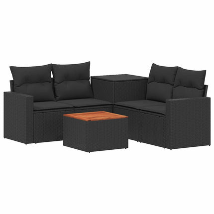Soffset 6 st Svart Poly Rattan och stål