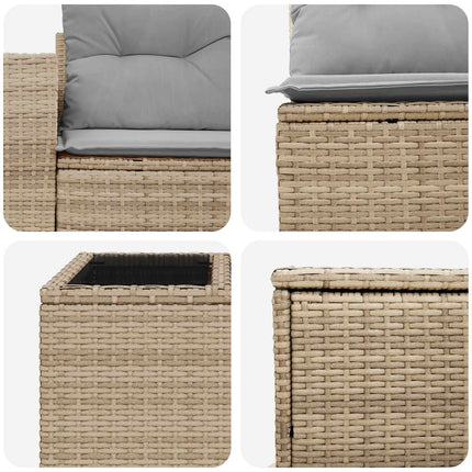 Soffset 6 st Beige och Ljusgrå Poly Rattan och stål