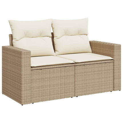 Soffset 6 st Beige och krämvit Poly Rattan och stål