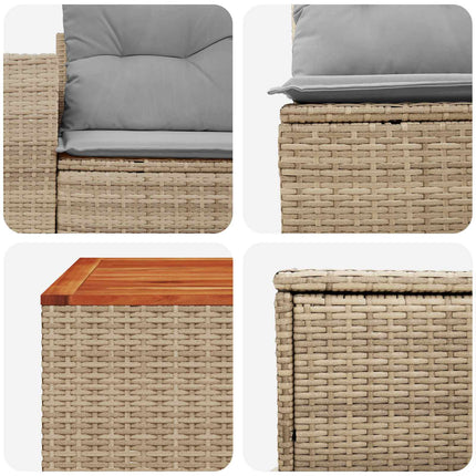 Soffset 6 st Beige och Ljusgrå Poly Rattan och stål