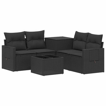 Soffset 6 st Svart Poly Rattan och stål