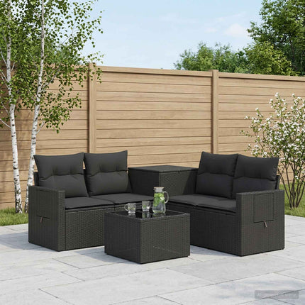Soffset 6 st Svart Poly Rattan och stål