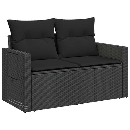 Soffset 6 st Svart Poly Rattan och stål
