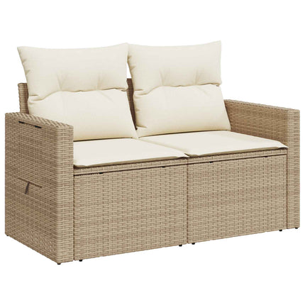Soffset 6 st Beige och krämvit Poly Rattan och stål
