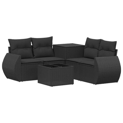 Soffset 6 st Svart Poly Rattan och stål