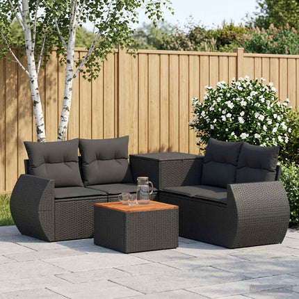 Soffset 6 st Svart Poly Rattan och stål
