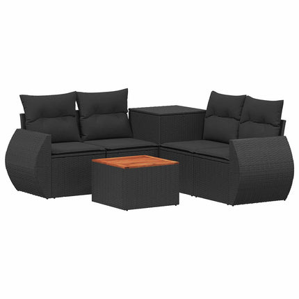 Soffset 6 st Svart Poly Rattan och stål