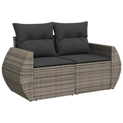 Soffset 6 st Grå och mörkgrå Poly Rattan och stål