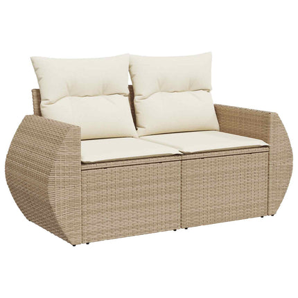 Soffset 6 st Beige och krämvit Poly Rattan och stål