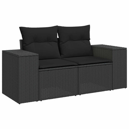 Soffset 6 st Svart Poly Rattan och stål