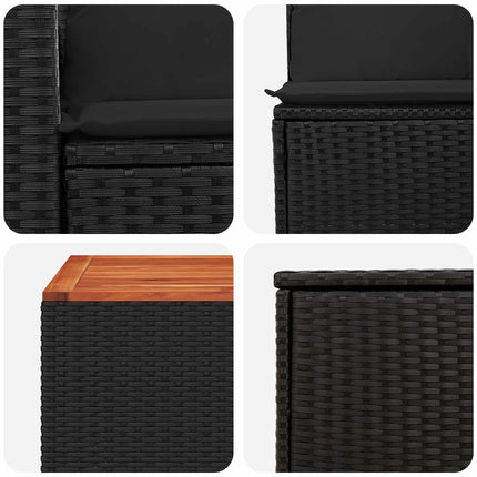 Soffset 6 st Svart Poly Rattan och stål