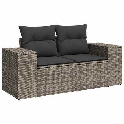 Soffset 6 st Grå och mörkgrå Poly Rattan och stål
