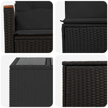Soffset 6 st Svart Poly Rattan och stål