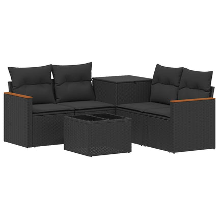 Soffset 6 st Svart Poly Rattan och stål