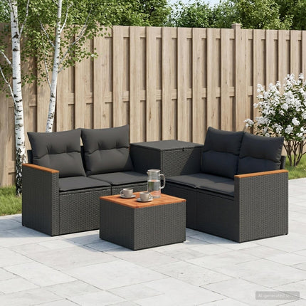 Soffset 6 st Svart Poly Rattan och stål
