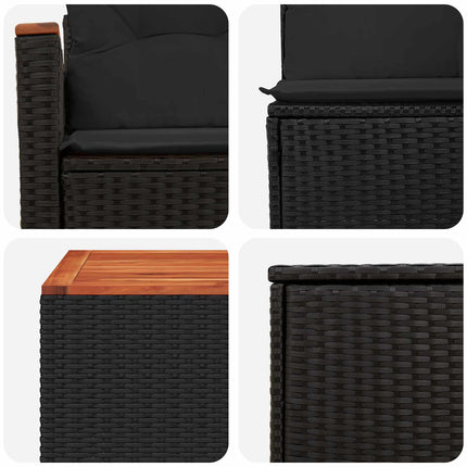 Soffset 6 st Svart Poly Rattan och stål