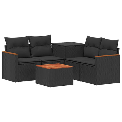 Soffset 6 st Svart Poly Rattan och stål