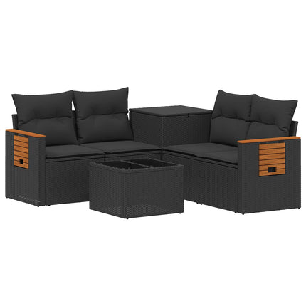 Soffset 6 st Svart Poly Rattan och stål