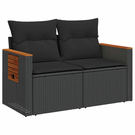 Soffset 6 st Svart Poly Rattan och stål