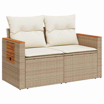 Soffset 6 st Beige och krämvit Poly Rattan och stål