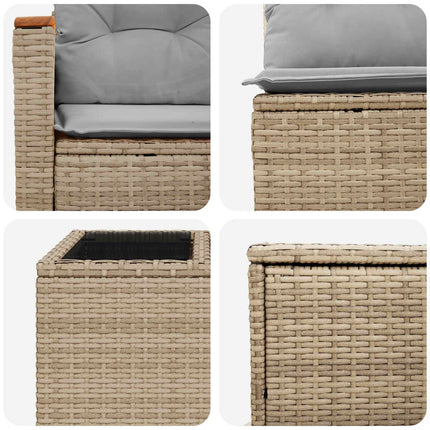 Soffset 6 st Beige och Ljusgrå Poly Rattan och stål