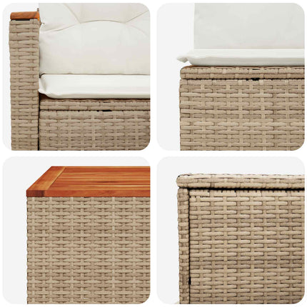 Soffset 6 st Beige och krämvit Poly Rattan och stål