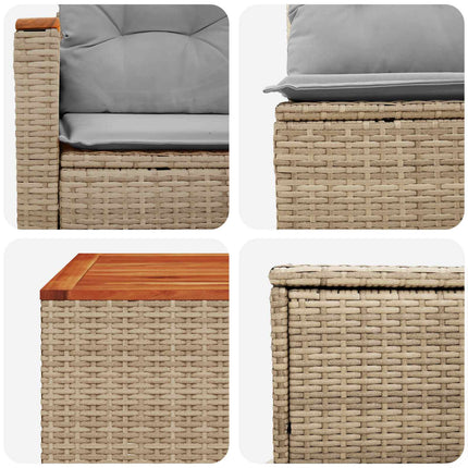 Soffset 6 st Beige och Ljusgrå Poly Rattan och stål