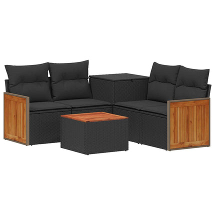 Soffset 6 st Svart Poly Rattan och stål