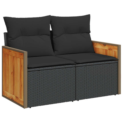 Soffset 6 st Svart Poly Rattan och stål