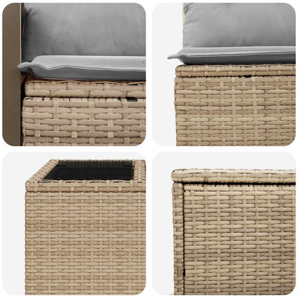 Soffset 6 st Beige och Ljusgrå Poly Rattan och stål