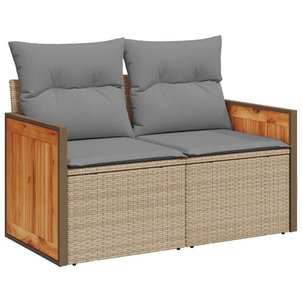 Soffset 6 st Beige och Ljusgrå Poly Rattan och stål